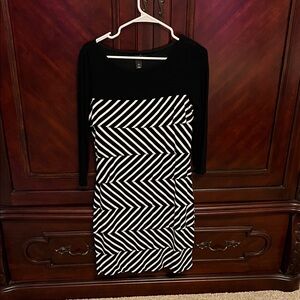 White House Black Market Black and White Striped Dress